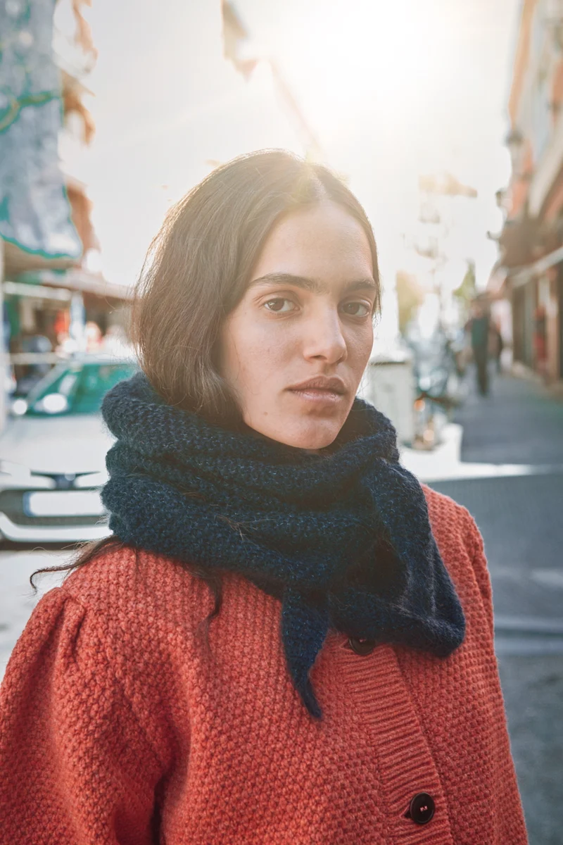 HORTENSE Bandana in Mohair & Silk - Midnight Blue