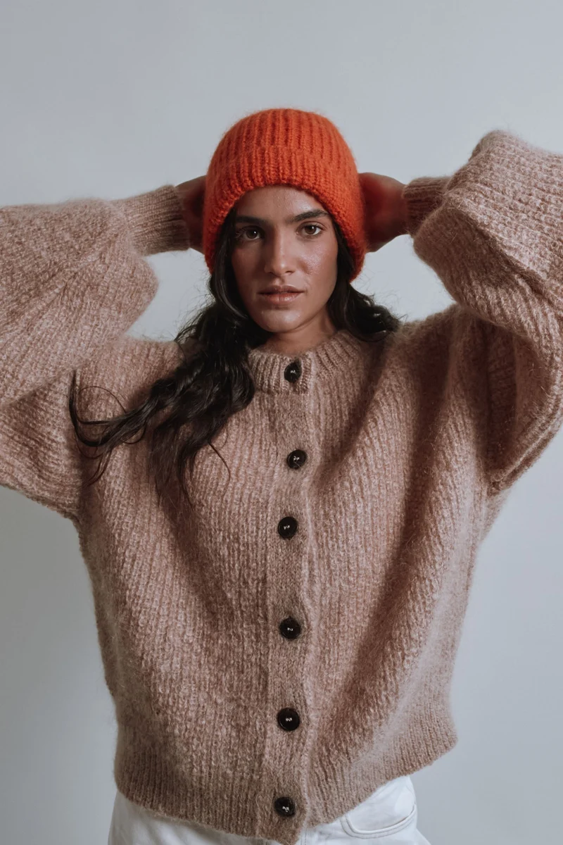 PAUL Beanie in Merino-Mohair Wool - Burnt Orange