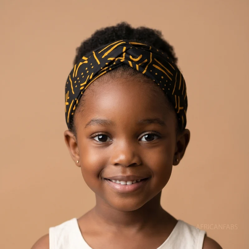 Haarband / Hoofdband voor Kinderen in Afrikaanse print - Zwart / Geel