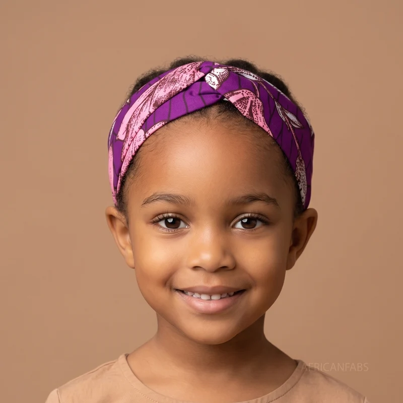 Haarband / Hoofdband voor Kinderen in Afrikaanse print - Paars