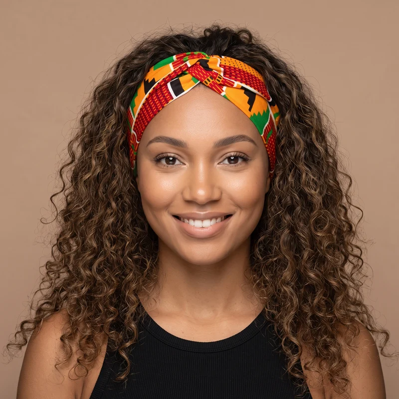 Haarband / Hoofdband in Afrikaanse print - Groen Kente