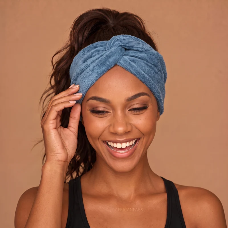 Haarband met buigbare metaaldraad - Blauw Bamboo
