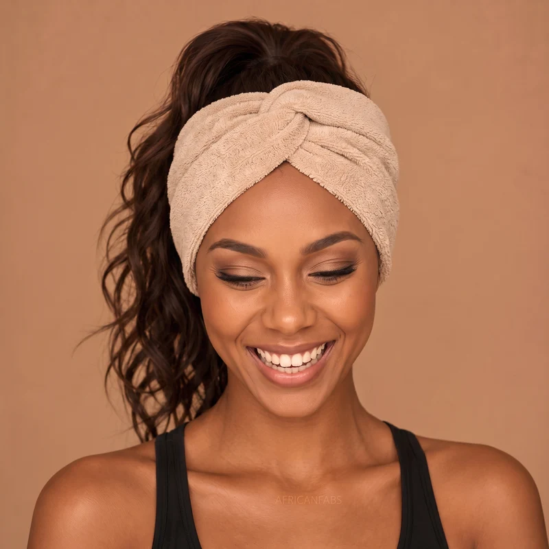 Haarband met buigbare metaaldraad - Beige Bamboo
