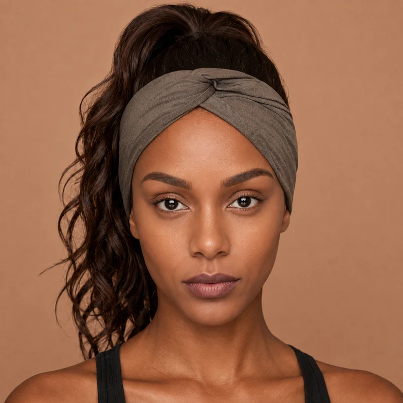 Haarband met buigbare metaaldraad - Bruin Taupe Bamboo