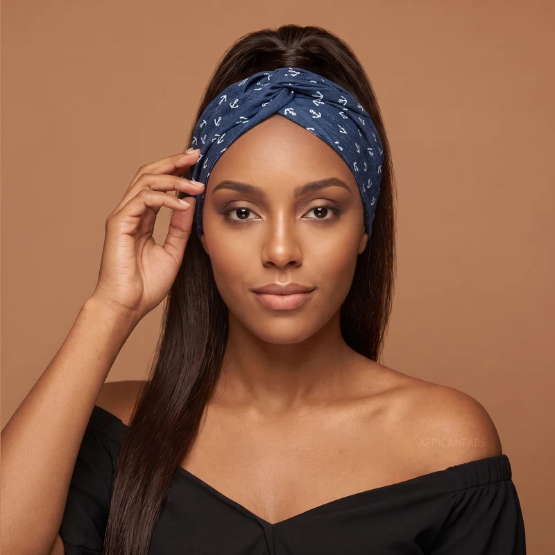 Haarband met buigbare metaaldraad - Blauw Ankor Jeanslook