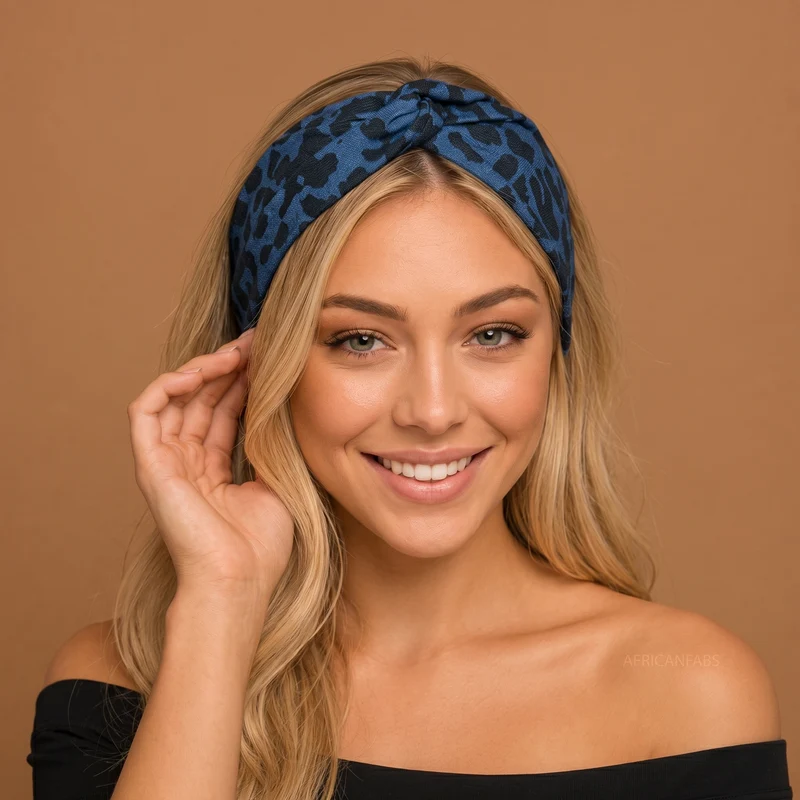Haarband met buigbare metaaldraad - Blauw Animal Print Jeanslook