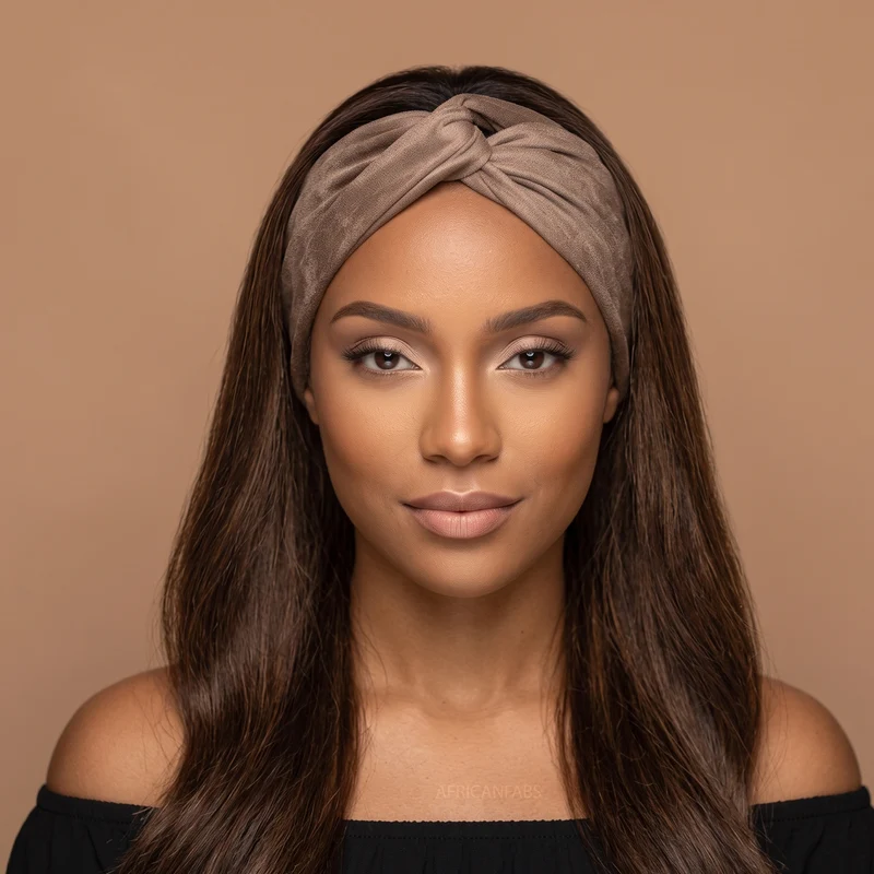 Haarband met buigbare metaaldraad - Bruin Beige Suedelook