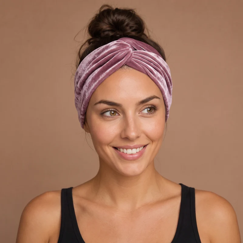 Haarband met buigbare metaaldraad - Roze Velvet