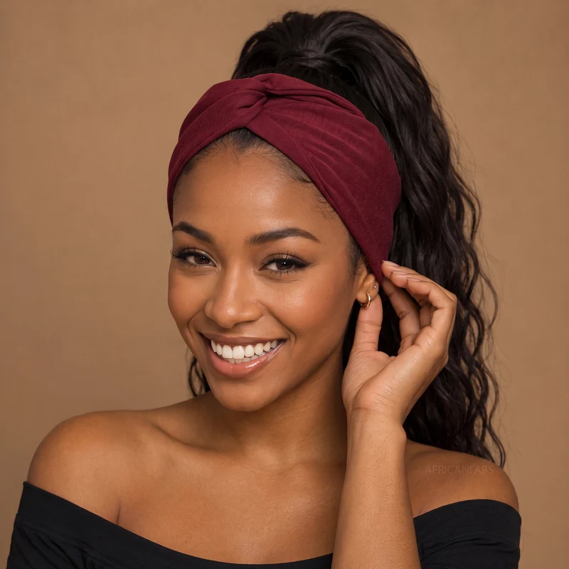 Haarband met buigbare metaaldraad - Bordeauxrood Rood Fabric