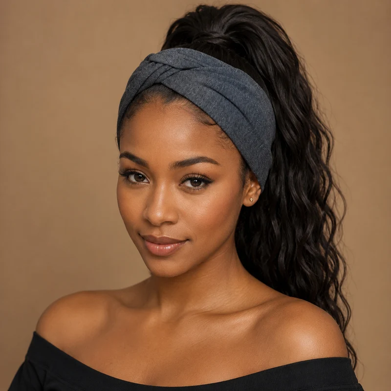 Haarband met buigbare metaaldraad - Grijs Fabric