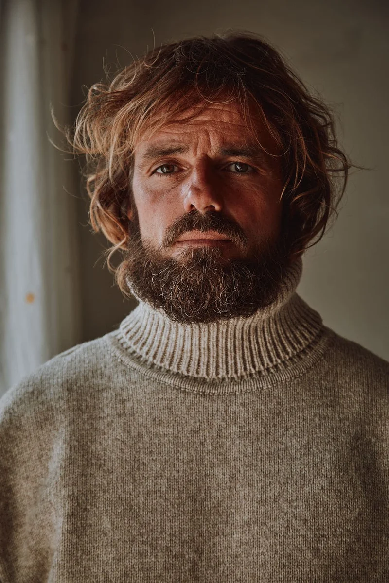 JACQUES Men Turtleneck Sweater in Merino Wool - Beige