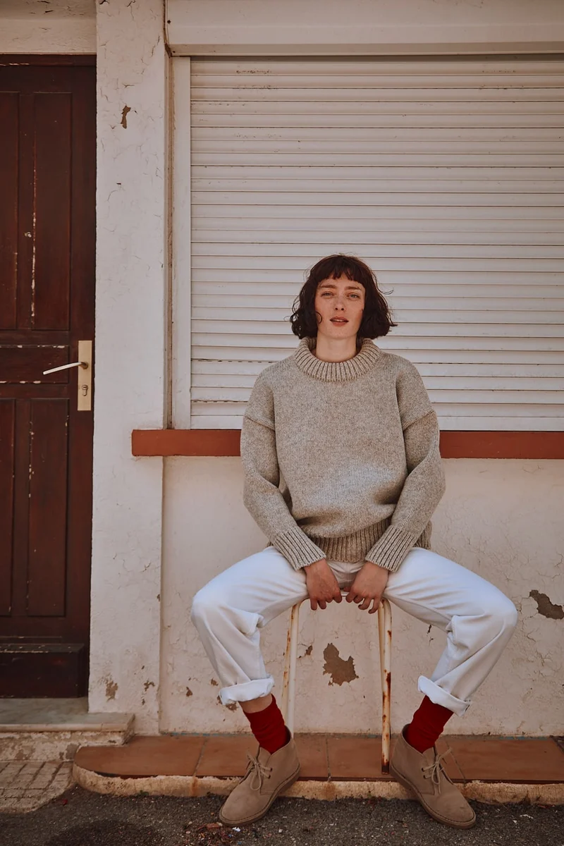 STEPHANIE Oversize Sweater in Merino Wool - Beige