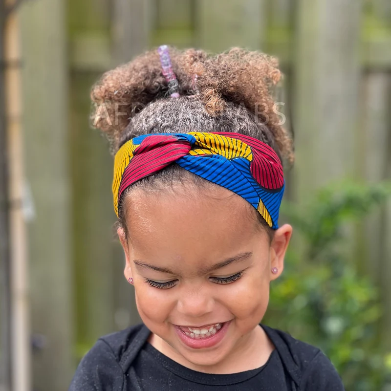 Haarband / Hoofdband voor Kinderen in Afrikaanse print - Kinderen - Blauwe Santana VLISCO