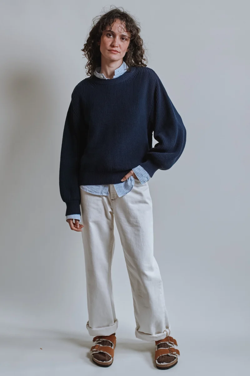 CLEMENTINE Batwing Sweater in Organic Cotton - Navy