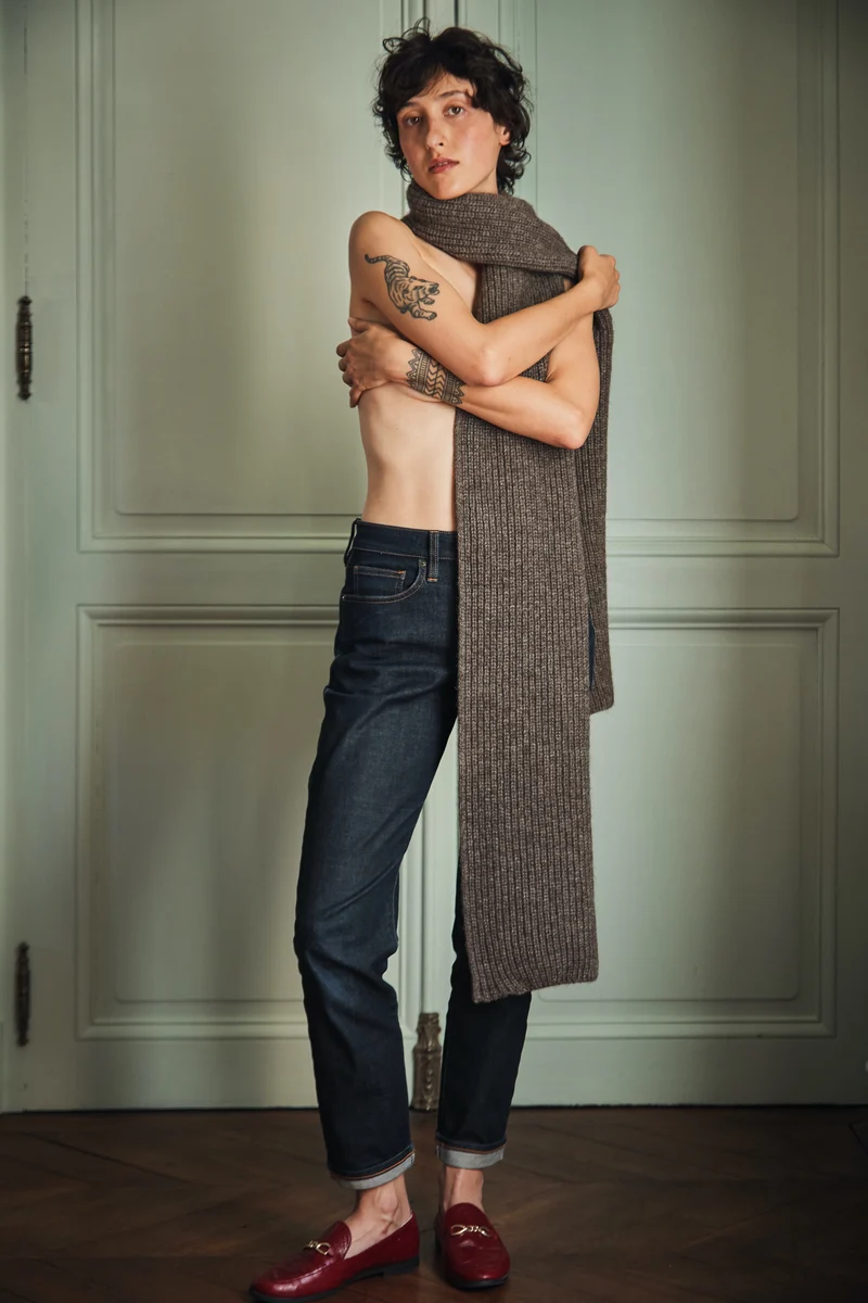 CAMILLE Long Scarf in Yak Wool - Brown