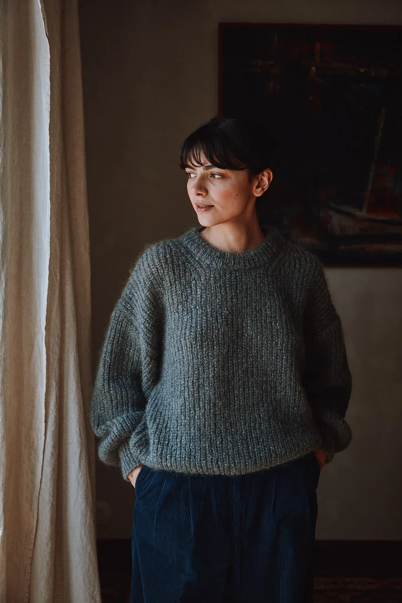 LUCIE Batwing Sweater in Mohair Wool - Ash Grey