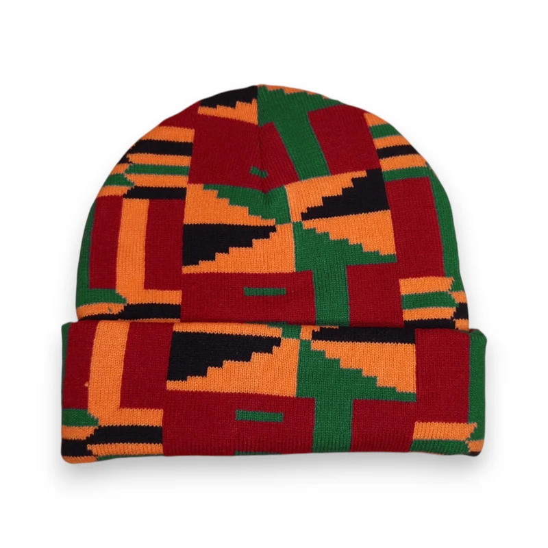 Afrikaanse Print Wintermuts / Beanie - Groen Kente