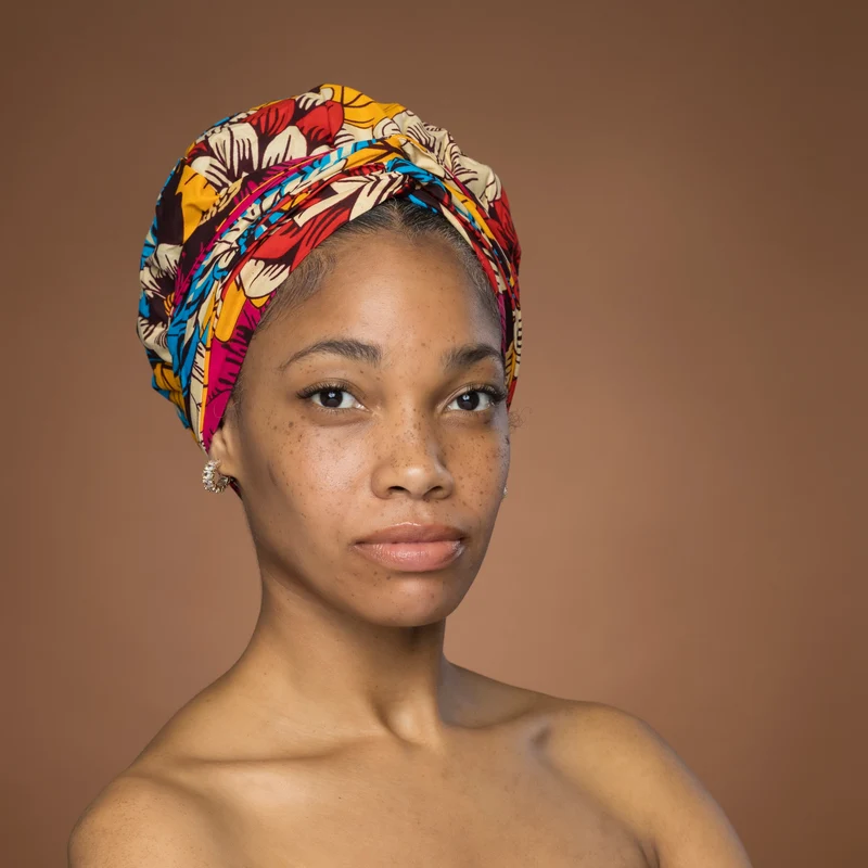 Easy headwrap / hoofddoek - Rood & Blauw Bloemen