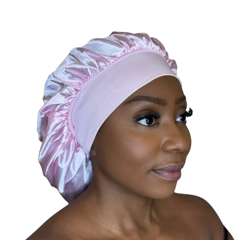 Satijnen Haar Bonnet - Roze (Satijnen Slaapmuts )