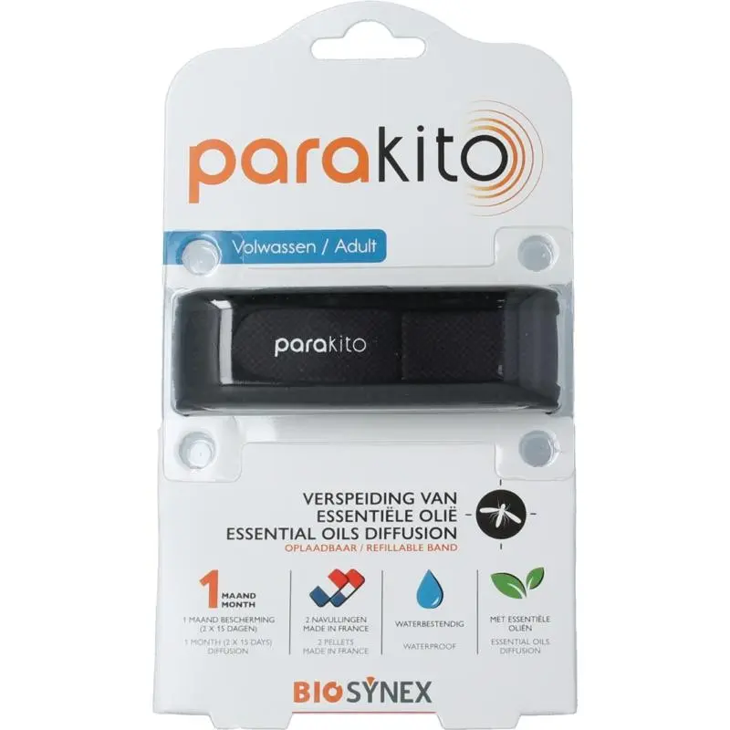 Parakito Anti mug armband volwassenen zwart