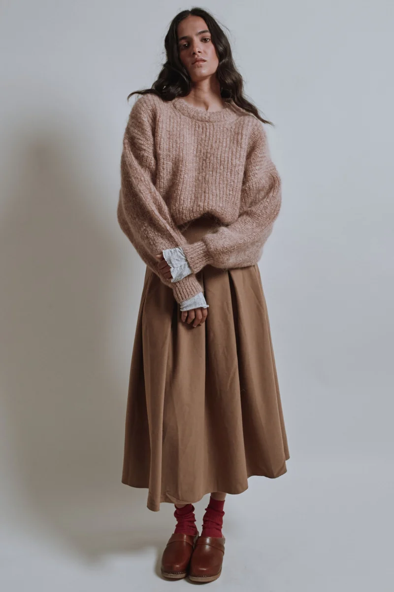 LUCIE Batwing Sweater in Mohair Wool - Light Pink