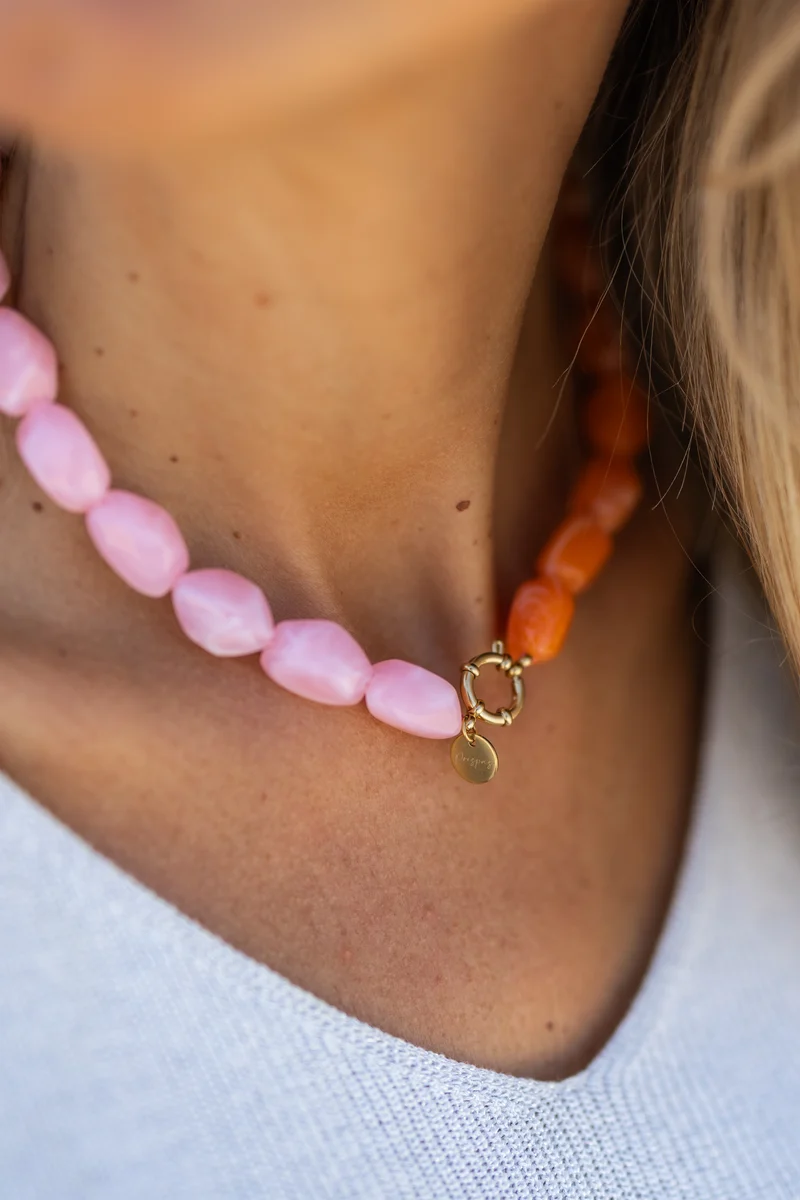 Ketting Top Team | Oranje/roze | Studio Poespas