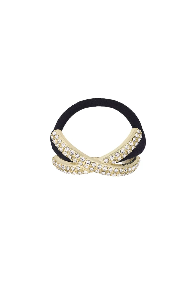 Crossed shimmer hair elastic
