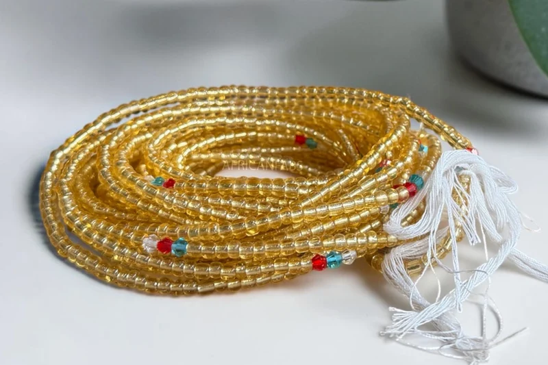 Waist Beads / Afrikaanse Heupketting - Binbo - Goud (Traditioneel niet-elastisch koord)
