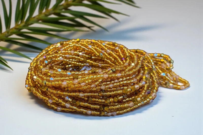 Waist Beads / Afrikaanse Heupketting - Ose - Goud (Traditioneel niet-elastisch koord)