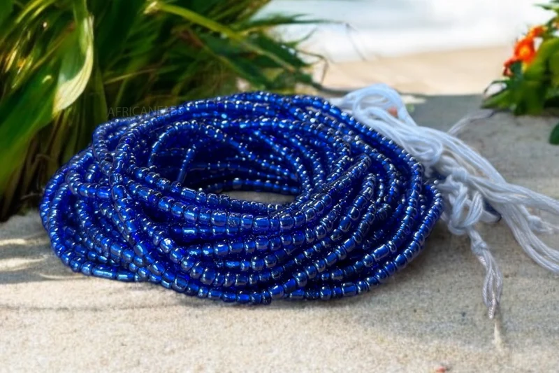 Waist Beads / Afrikaanse Heupketting - Uyi - Blauw (Traditioneel niet-elastisch koord)