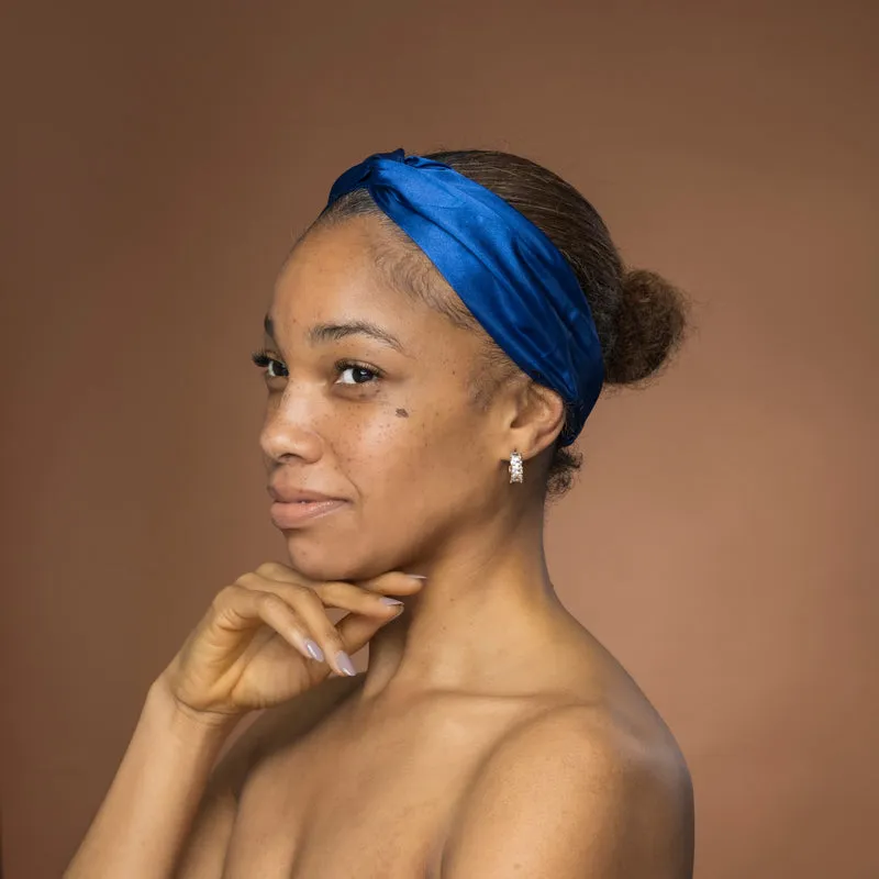 Blauw Satijnen Haarband met Twist - Hoofdband voor Volwassenen