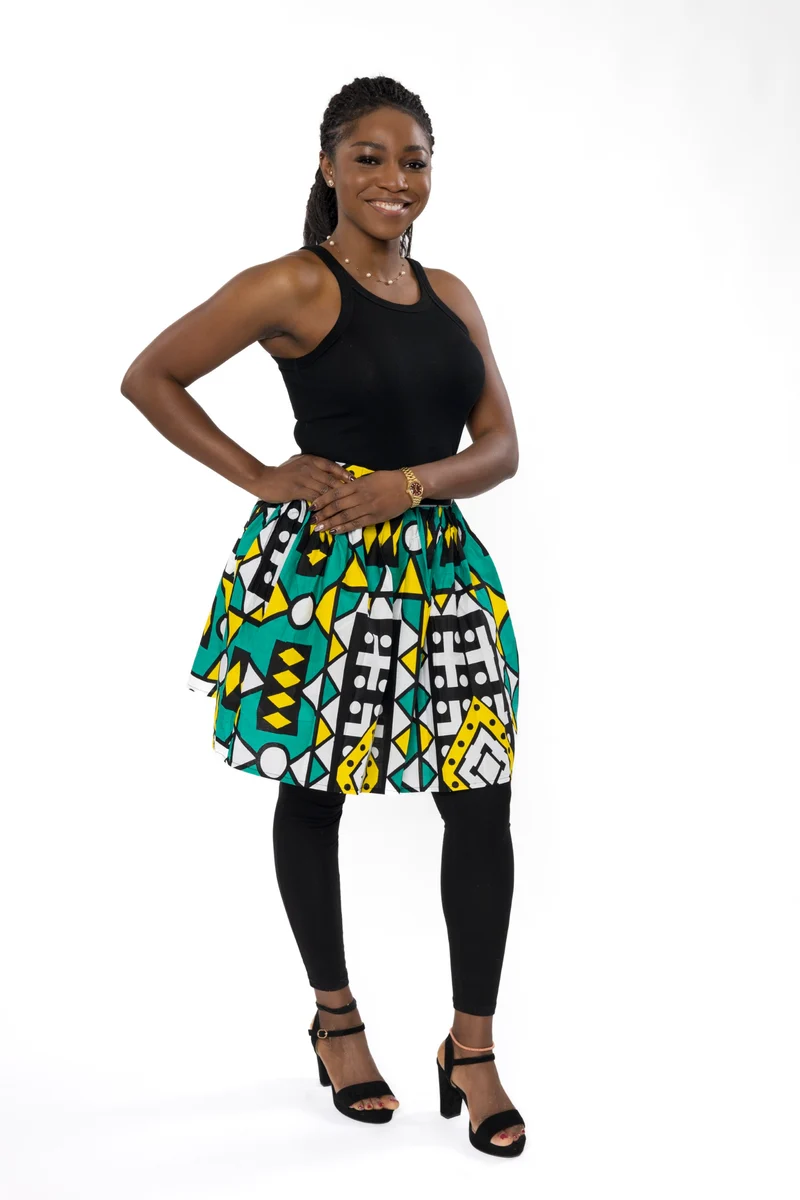 Afrikaanse print mini rok - Turkoois Geel Samakaka
