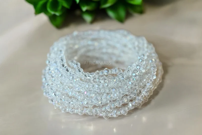 Waist Beads / Afrikaanse Heupketting - Ugie - Wit crystal (elastisch)