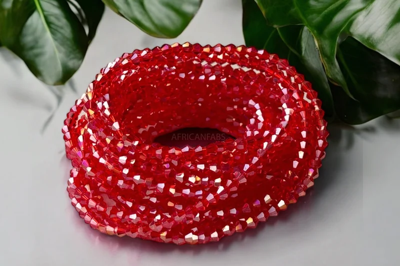 Waist Beads / Afrikaanse Heupketting - Ododo - Rood crystal (elastisch)