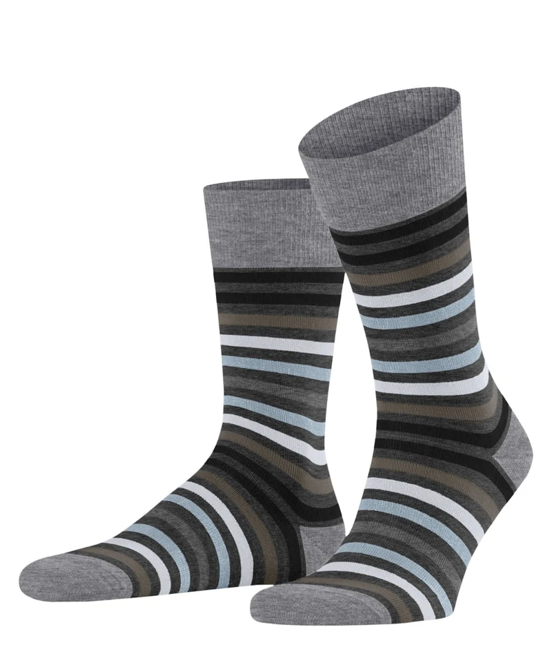 FALKE Tinted Stripe Fantasiesok Heren 13279 3180 asphalt mel.