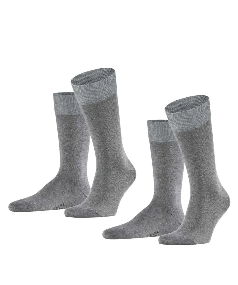 FALKE Happy 2-Pack Herensokken 14610 3390 light greymel.