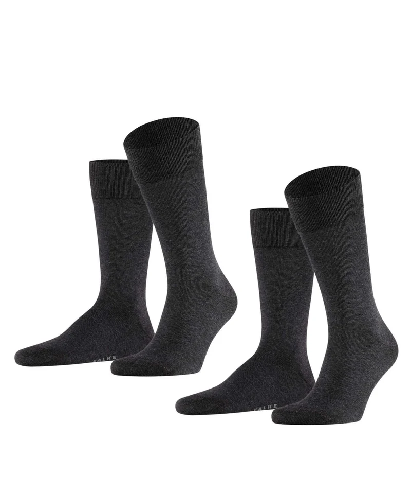 FALKE Happy 2-Pack Herensokken 14610 3080 anthra.mel