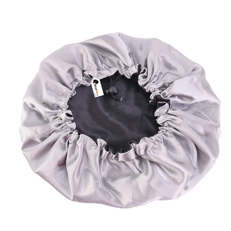 Zwarte / Grijze Satijnen Slaapmuts / Haar bonnet van Satijn / Satin hair bonnet