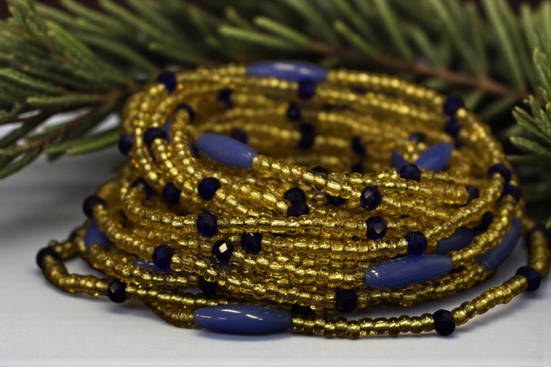 Waist Beads / Afrikaanse Heupketting - AMADIN - Blauw (elastisch)