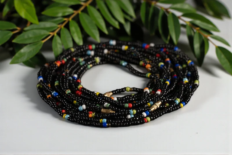 Waist Beads / Afrikaanse Heupketting - IDEN - Zwart (elastisch)