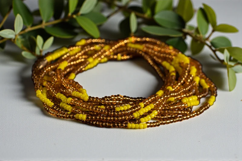 Waist Beads / Afrikaanse Heupketting - ESOSA ELASTIC - Geel (elastisch)
