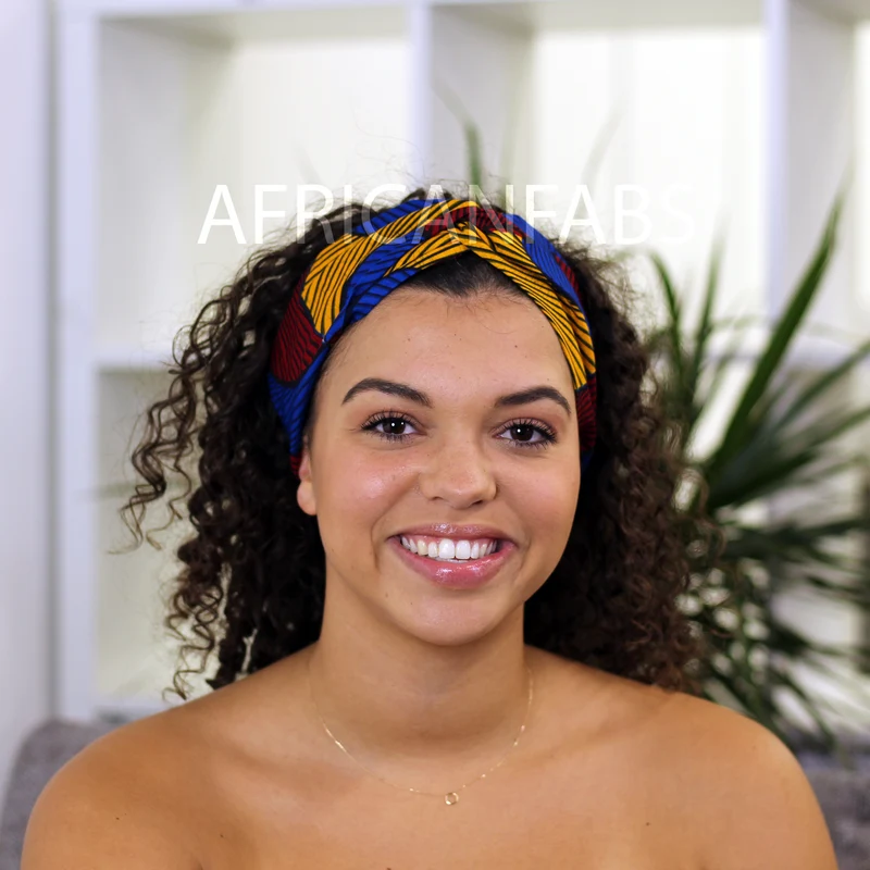 Haarband / Hoofdband in Afrikaanse print - Volwassenen - Blauwe Santana VLISCO