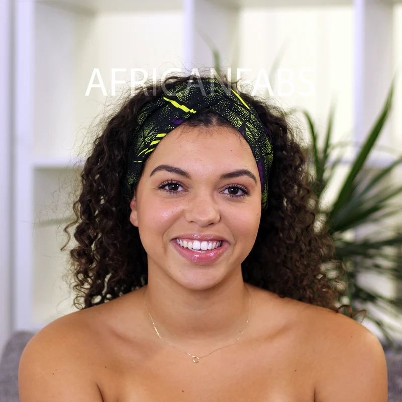 Haarband / Hoofdband in Afrikaanse print - Volwassenen - Groen / paars VLISCO