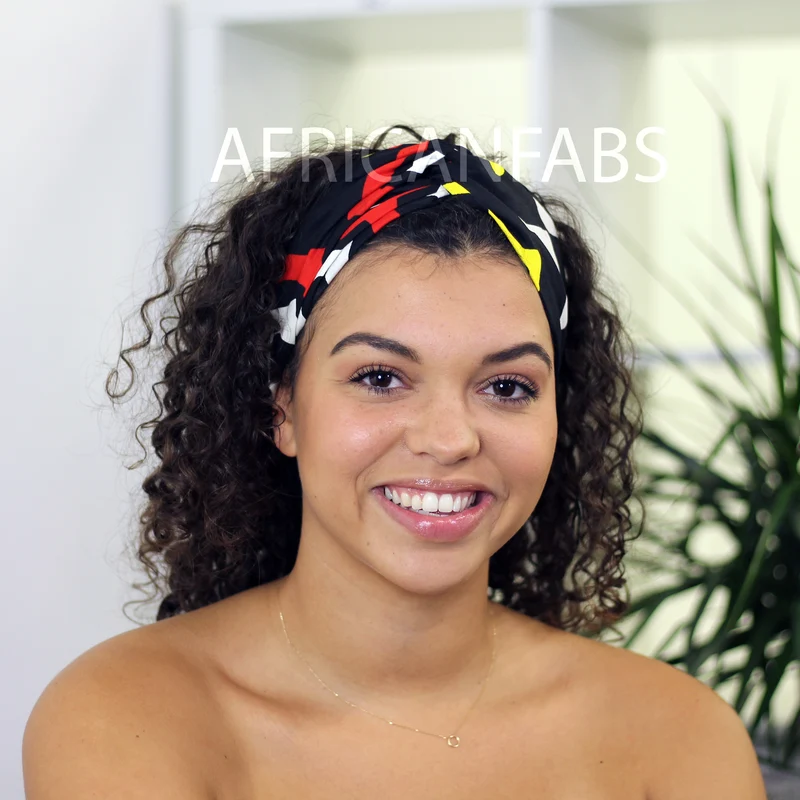 Haarband / Hoofdband in Afrikaanse print - Volwassenen - Zwart / rood