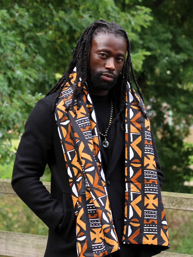 Warme Sjaal met Afrikaanse print Unisex - Bruine Mud