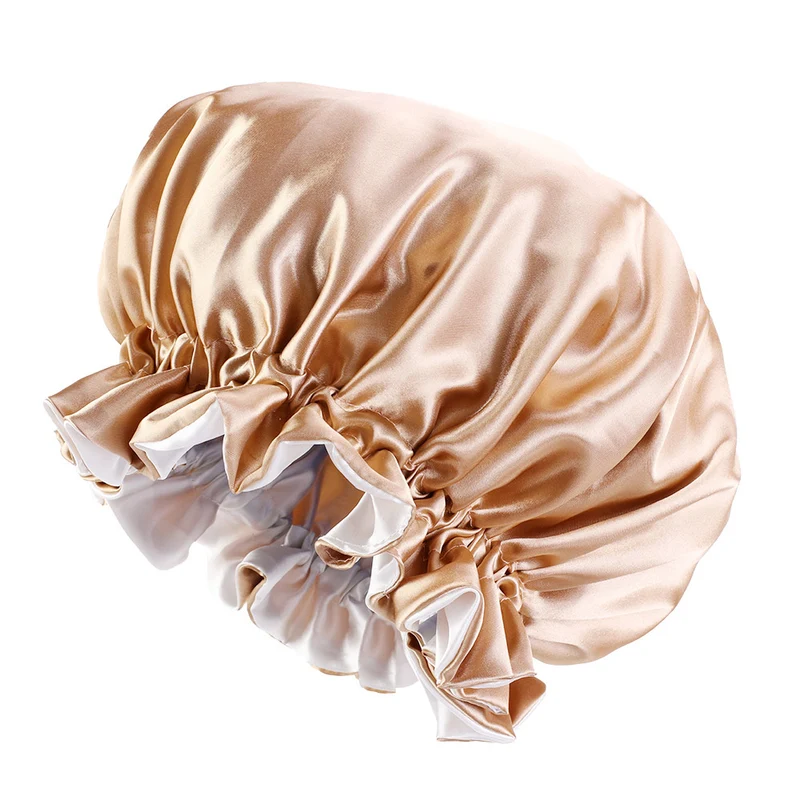 Kaki Satijnen Slaapmuts met randje / Reversible Satin Hair Bonnet / Haar bonnet van Satijn