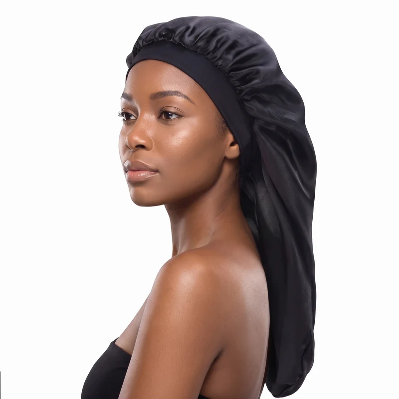 Satijnen Bonnet voor Dreadlocks / Braids / Rasta - Zwarte Dreadsock / Satijnen Slaapmuts / Hair Bonnet