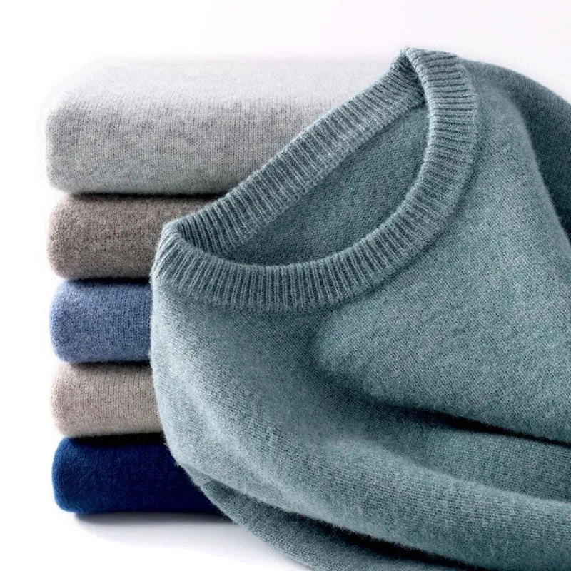 David | heren merino wollen crewneck sweater