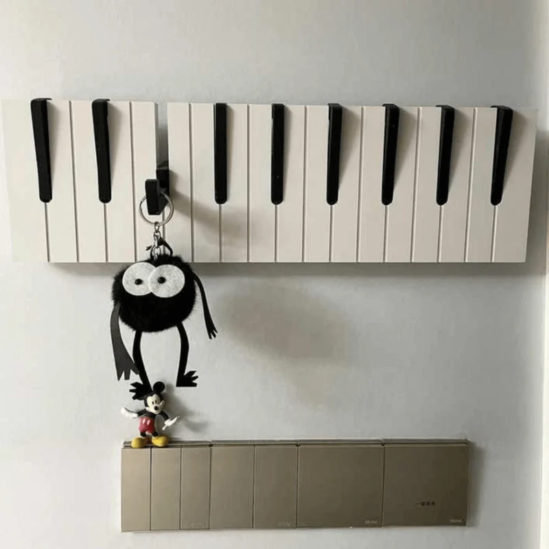 Houten Pianotoetsen Kapstok | Stijlvolle opbergoplossing voor muziekliefhebbers