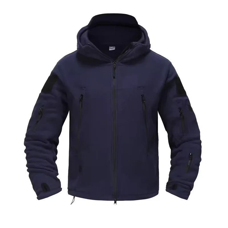 Heren fleece jas | Warme jas met capuchon en rits